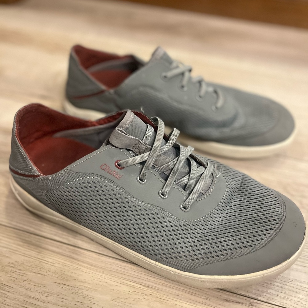 OluKai Gray Boat Shoes Lightweight Breathable Design